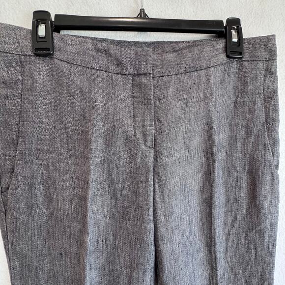Theory Linen Wide Leg Pants gray Sz 8 High Rise Workwear Office Career Trousers - Picture 4 of 6